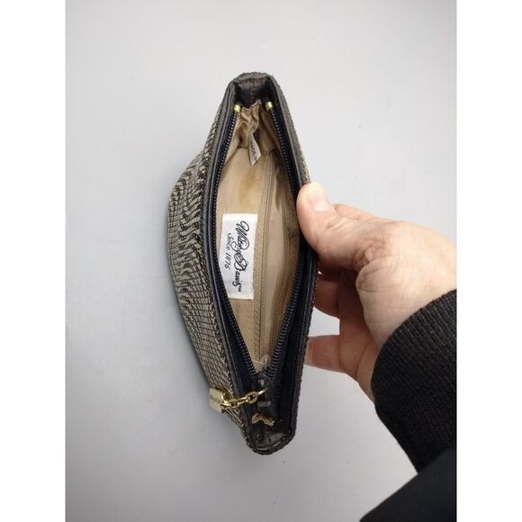 Vintage Whiting & Davis Clutch Purse Black Gold Mesh Retro Evening - Picture 2 of 6